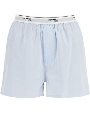 HOMME GIRLS Light High Waisted Cotton Boxer Shorts - Blue