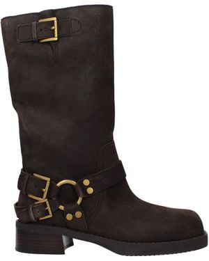Michael Kors Boots Crosby Frauen Wildleder Brown/Schokolade - Schwarz