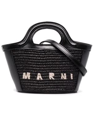 Marni Tropicalia Tote Bag mit Logo - Schwarz