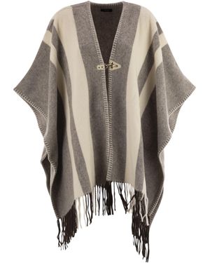 Fay Wollponcho mit Haken - Schwarz