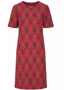 Laura Urbinati Vestido Corto Sin Mangas Marrón - Rojo