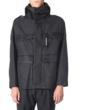 Givenchy Wind Jacket With Front Zip & Pressure Button - Gray