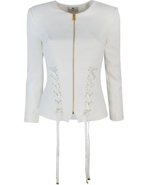 Elisabetta Franchi Giacca im Crêpe Con Lacci Criss Cross - Weiß