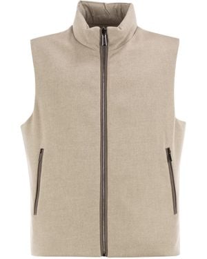 Moorer Falieri Ls9 Reversible Virgin Wool And Cashmere Gilet - Natural