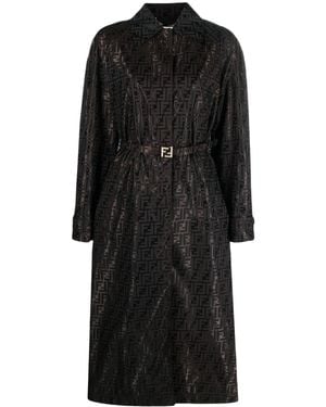 Fendi Ff Jacquard Trench Coat - Schwarz