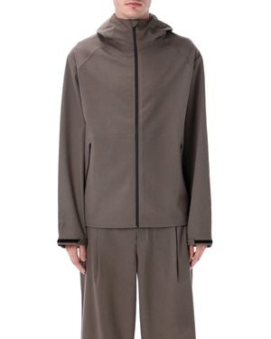 Hiking Patrol Waypoint Texture Hooded Jacket - Brown