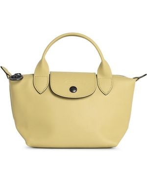 Longchamp Pistazien-Lear-Tasche mit 'Xs Le Pliage Xtra'-Griff - Mettallic