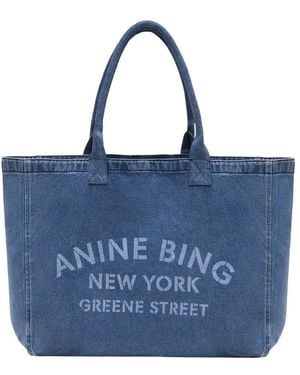 Anine Bing Leo Shopper Tasche Baumwolle Blau