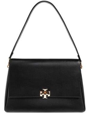 Tory Burch Leather Tote Bag With Logo Plaque - Black