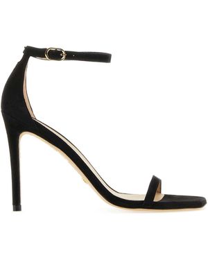 Stuart Weitzman Black Suede Nudistcurve 100 Sandalen - Schwarz