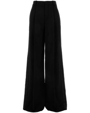 Saint Laurent Wool Wide-Leg Pant - Black