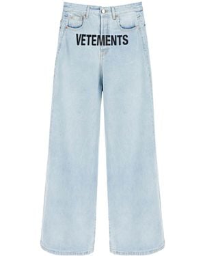 Vetements Baggy Jeans mit Logo -Stickerei - Blau