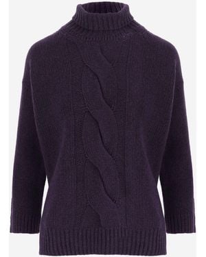 Bruno Manetti Jumper Cable-Knit Wool And Cashmere Virgin - Blue