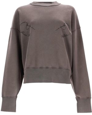 Jean Paul Gaultier Sweatshirt With Embroidery Organic Cotton Sweatshirts - Grey