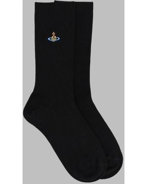 Vivienne Westwood Calzini Ribbed Crew Con Orb - Black
