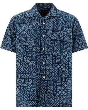 Beams Plus Printed Shirt Shirts - Blue