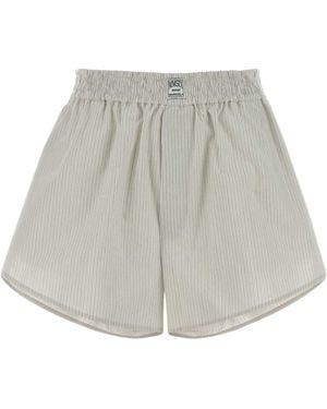 MM6 by Maison Margiela Embroidered Cotton Shorts - Grey