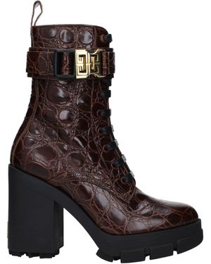 Givenchy Frauen 's Kampfstiefel Leder braun/Kastanie