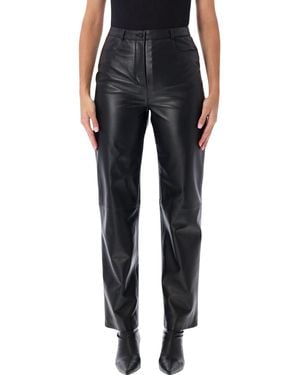 Loulou de Saison High-Waist Straight-Leg Leather Trousers - Black
