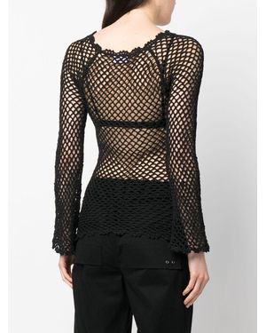 ERL WOMENS WOMENS CRECHET CRUCHET PACE Top Knit - Nero