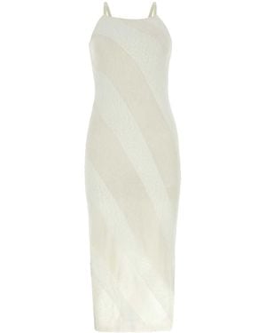 GIMAGUAS Two Tone Nylon Blend Fuzzy Dress - White