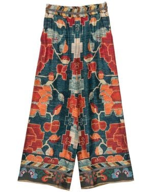 Pierre Louis Mascia Printed Silk Trousers - White