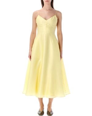 Alberta Ferretti Alberta Ferretti Silk Organza Midi Dress - Yellow