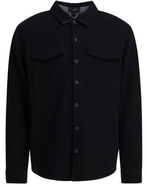 Vince Cotton Overshirt Jacket - Blue