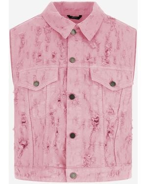 Haikure Cotton Vest With Fringed Details - Pink