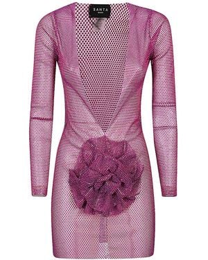 Santa Brands Flower Apliques Mini Vestido - Morado