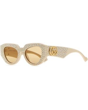 Gucci Embellished Acetate Sunglasses - Natural