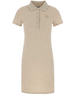 Burberry Melange Sand Piquet Polo Dress - Natural