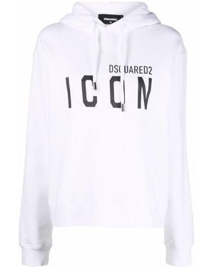 DSquared² Felpa Icon Cool Con Cappuccio - Bianco