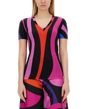 PUCCI Marble Print T-Shirt - Red