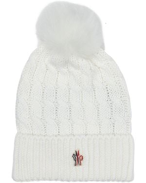 Moncler Wool Beanie With Logo - White