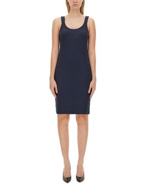 Helmut Lang Scoop Neck Knee Length Dress - Blue