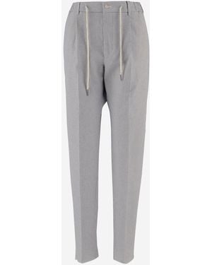 Tagliatore Stretch Cotton Blend Striped Trousers - Grey