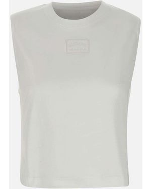 Iceberg Top de algodón con mangas blancas con logotipo - Blanco