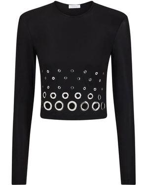 Rabanne Crop Top Met Oogjes - Zwart