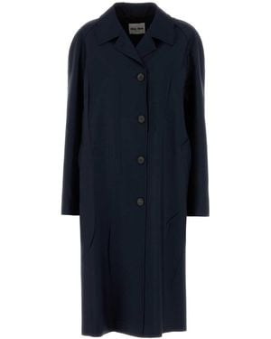 Miu Miu Mohair Blend Oversize Overcoat - Blue