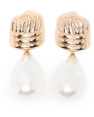 Self-Portrait Knot Pearl Earrings - White