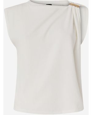 Pinko T Shirt With Draping And Detail - White