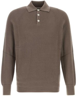 Brunello Cucinelli Mud Cotton Polo Shirt - Brown