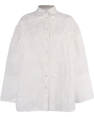 ROTATE BIRGER CHRISTENSEN Flower Oversized Shirt Bright (Oversized Fit) - White