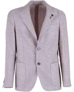 Lardini Roma Jacket Virgin Wool Linen Single Breasted - Purple