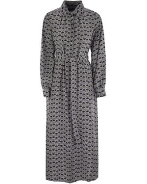 Weekend by Maxmara Narvel Gedrukte Zijden Shirtjurk - Grijs