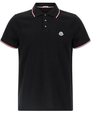Moncler Piqué Cotton Polo Shirt - Black