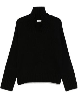 Soft Goat Cashmere Turtle Neck Sweater - Black