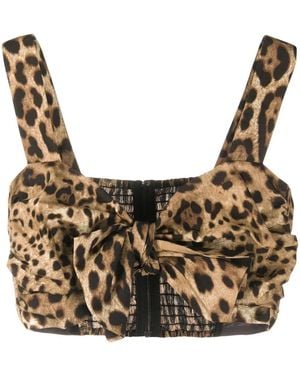 Dolce & Gabbana Leopard Print Bustier Top - Brown