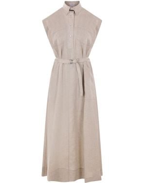 Brunello Cucinelli Linen Shirtdress - Gray